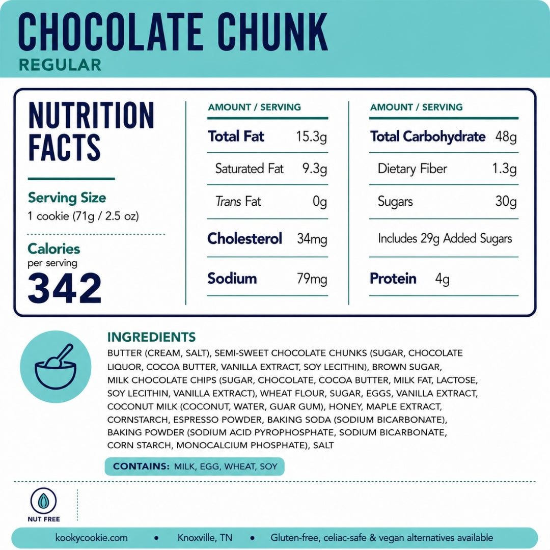 Chocolate Chunk Nutrition Label