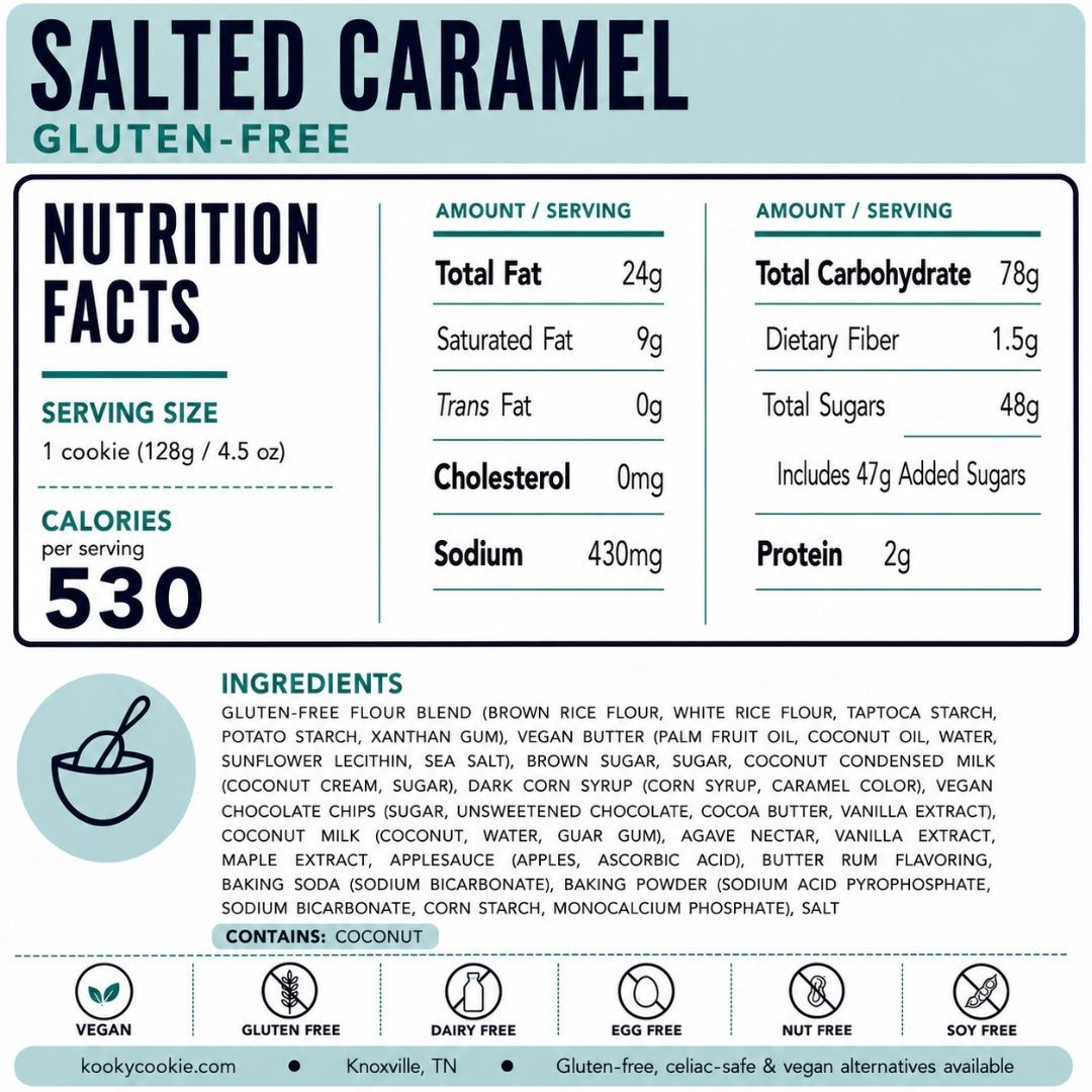 GF Salted Caramel Nutrition Label